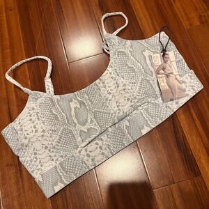 Sommer Ray Sports Bra Gray Snake Print Cutout Activewear Athletic New Size Large